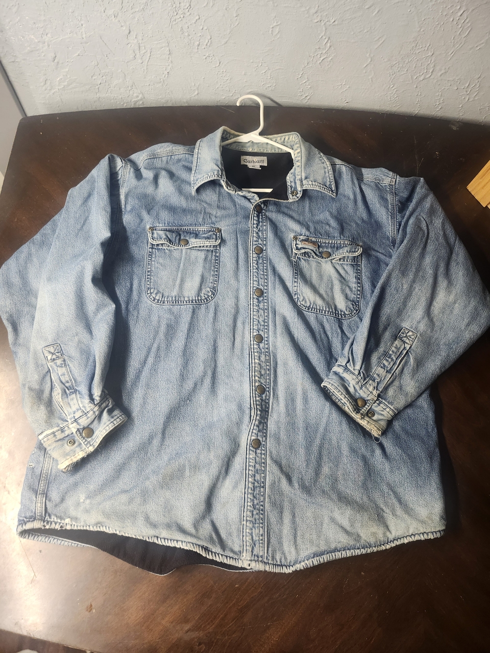 Vintage 2002 Carhartt S115DST Fleece Lined Denim Shirt Jacket Shacket Mens XL
